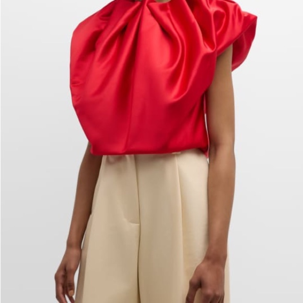 Simone Rocha Pleated Heavy Satin Top
